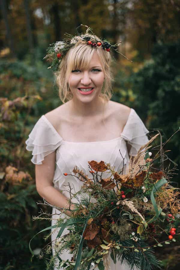 Podzimní lesní svatební kytice.